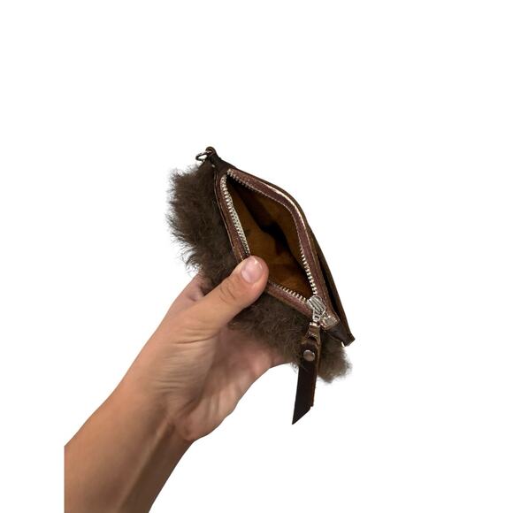 Buffalo Leather And Fur Handmade Wristlet Zip Wallet JH Brand - Picture 6 of 8